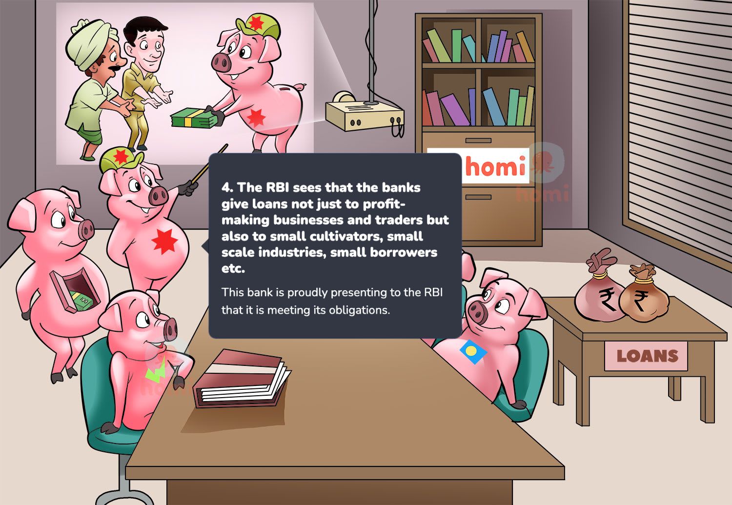 The RBI sees that the banks give loans not just to profit-making businesses and traders but also to small cultivators, small scale industries, small borrowers etc.