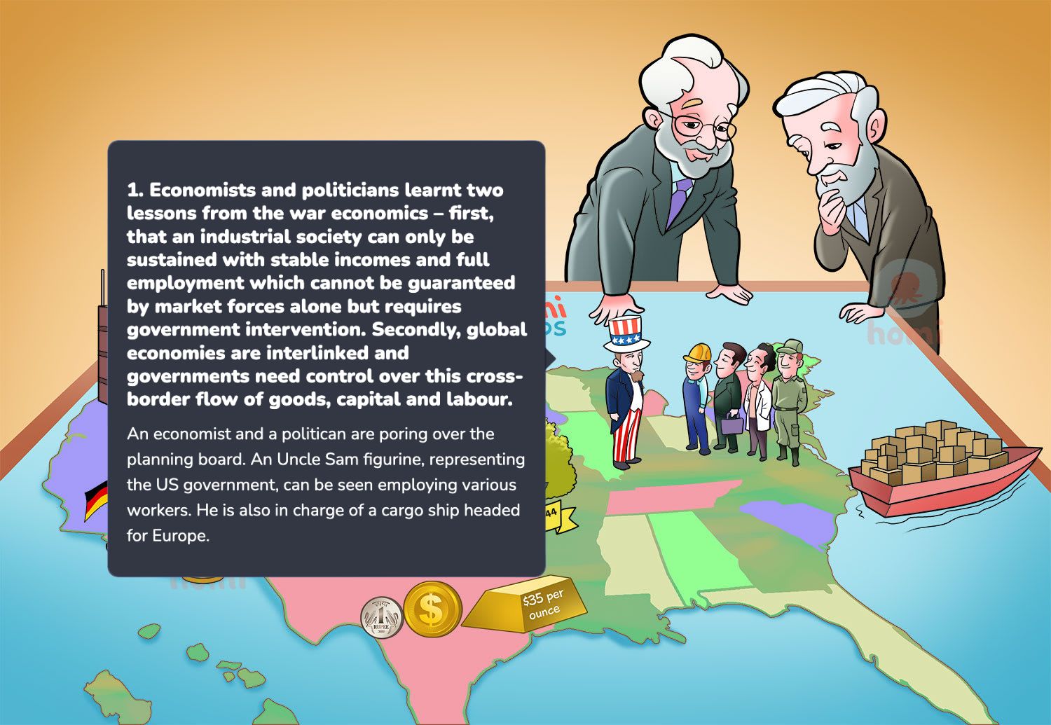 Economists and politicians learnt two lessons from the war economics – first, that an industrial society can only be sustained with stable incomes and full employment which cannot be guaranteed by market forces alone but requires government intervention. Secondly, global economies are interlinked and governments need control over this cross-border flow of goods, capital and labour.